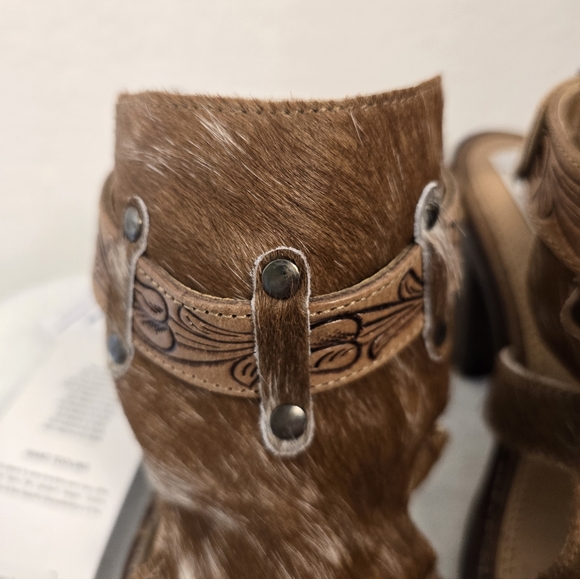 MYRA CORA JO Cowhide Leather Western Strap Booties/shoes. Ladies 8 - Picture 3 of 11
